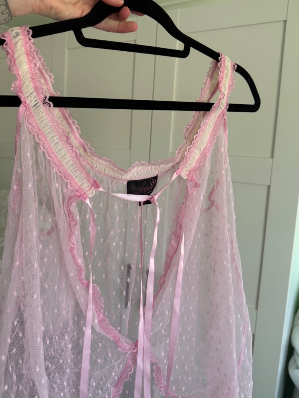 La SENZA pink ruffled polka-dot lace lingerie slip - Picture 2 of 9
